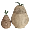 Woven Storage Baskets With Rabbit Dolls And Pineapple Shaped Decor Items 3d model