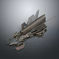 Futuristic Sci-Fi Aircraft Model With Multiple Sharp Metallic Wings And Aerodynamic Structure 3d model
