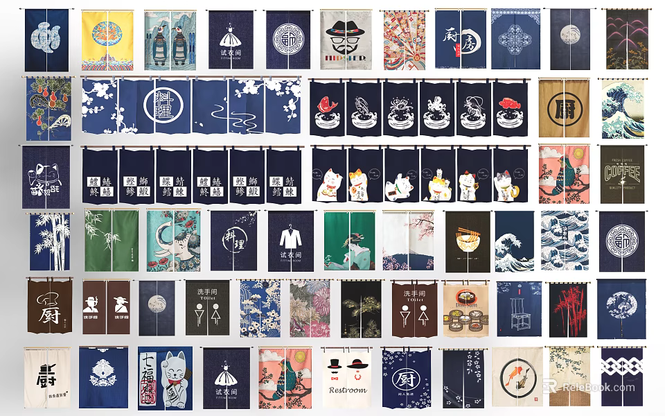 Curtains With Various Patterns And Designs For Home Decor Styles 3d model