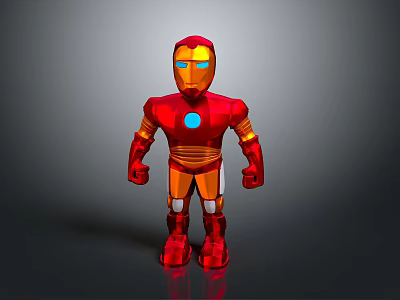 Red And Gold Iron Man Figure With Blue Eyes And Chest Light Standing Pose 3d model