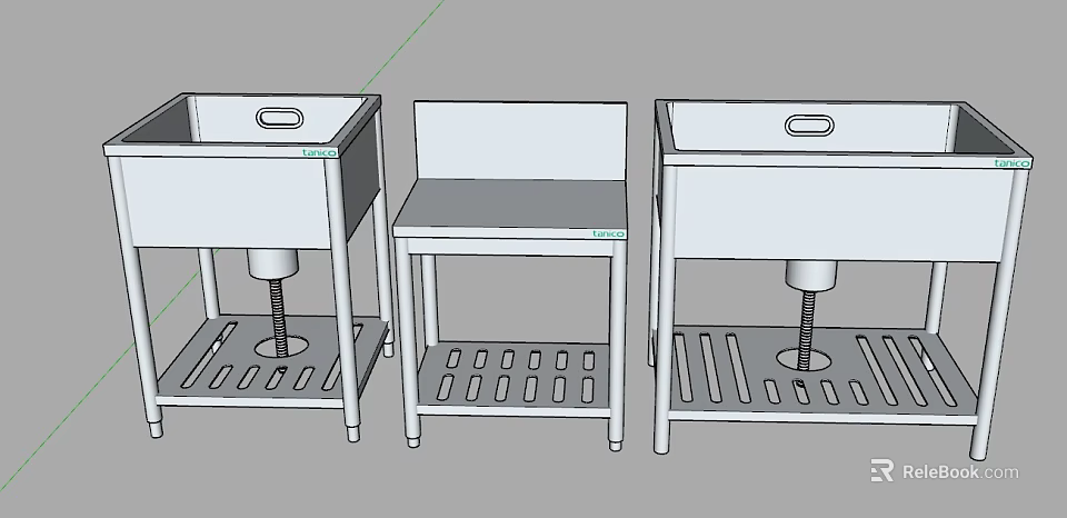 Practical Metal Kitchen Sinks with Stand and Drainage Rack for Kitchen Use 3d model