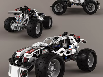 Electric Toy Remote Control Off Road Vehicle with Big Wheels White Black Design and Durable Tires 3d model