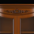 Classic Wooden Wine Cabinet With Carved Details Glass Doors And Lower Storage Cabinets