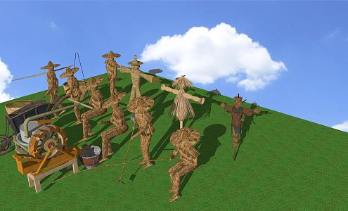 New Chinese Scarecrow Folk Scarecrow Landscape Sick Scarecrow Combination 3d model