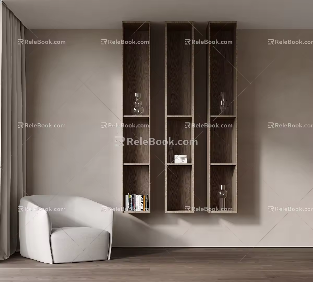 Middle Ancient Internet Red Hanging Cabinet 3d model