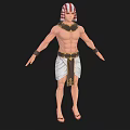Egyptian Style Man With Traditional Headdress White Kilt And Gold Belt