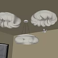 Elegant Cloud Shaped White Chandeliers Hanging From Ceiling In Modern Interior 3d model