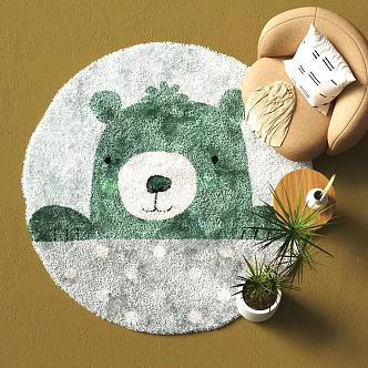 Modern Round Carpet Single Sofa Decorative Ornaments 3d model