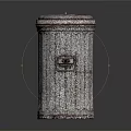 Six Cylindrical Trash Cans With Different Textured Surfaces Arranged On Black Background