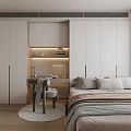 Modern Bedroom Interior Design With Wooden Wall Paneling Black Headboard Gray Bedding And Accent Chair