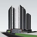 Modern High Rise Residential Buildings Exterior Design With Glass Facade And Balconies