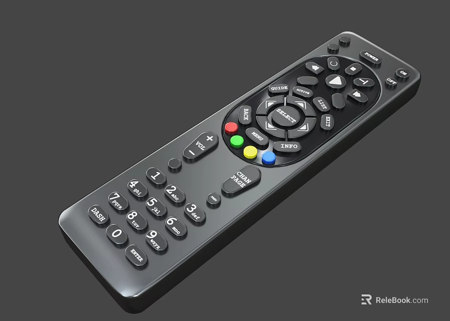 Modern Ergonomic Remote Control With Colorful Buttons Numeric Keypad And Function Keys 3d model