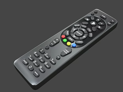 Modern Ergonomic Remote Control With Colorful Buttons Numeric Keypad And Function Keys 3d model