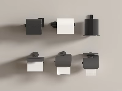 Black Modern Wall Mounted Toilet Paper Holders And Tissue Boxes For Bathroom Living Supplies 3d model