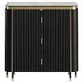 Modern Black Sideboard With Vertical Striped Design Gold Handles And Trim