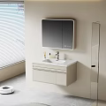 Modern Minimalist Bathroom Vanity With Lighted Mirror White Countertop And Cabinet