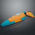 Cartoon Character Spaceship With Alien Creature Elements And Transparent Window In Orange Blue 3d model
