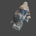 Detailed Decorative Owl Statue Holding Open Book On Book Shaped Base