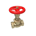 Brass Valve With Red Wheel Handle And NPT 3/4 Inch Connection