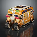 Orange And White Robotic Vehicle With Tracks Solar Panels And Equipment