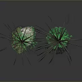 Lush Palm Trees With Glowing Green Moss Base And Reflective Dark Background