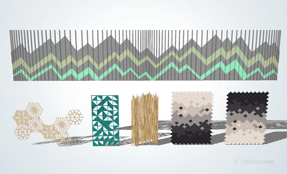 Modern Feature Wall Design With Geometric Patterns Decorative Textures And Materials 3d model