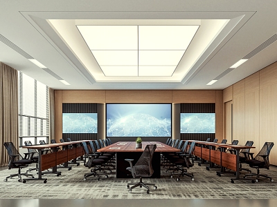 4F Video Conference Room Conference Table and Chair Combination Display Office Chair Office Ceiling model