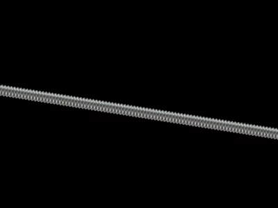 Single Shiny Silver Metallic Chain With Loop Links On Black Background 3d model