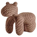 Stylish Horse Shaped Leisure Chair With Repeating Monogram Pattern In Brown Beige