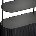 Modern Bookcase Design With Black Metal Frame Multiple Open Shelves And Ribbed Base