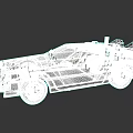 Retro Futuristic Silver Car With Blue Lights And Rear Engine Detail