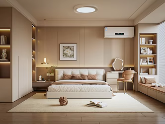 Modern Cream Style Bedroom No Master Lamp Bedroom Master Bedroom Second Bedroom Bay Window Bedroom Double Bedside Table Dressing Table 3d model