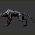 Futuristic Mechanical Beast With Glowing Red Eyes And Sharp Metallic Claws