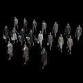 Group of Business People in Formal Attire Carrying Briefcases Walking Together