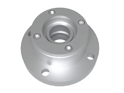 Silver Industrial Metal Flange Component With Central Hole And Peripheral Holes 3d model
