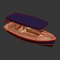 Leisure Open Boat With Blue Canopy Cream Hull And Comfortable Seats