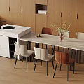 Light Luxury Dining Table and Chair Marble Island Table Dining Table and Chair Open Restaurant 3d model
