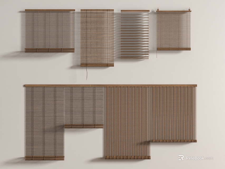 Various Bamboo Curtain Styles and Designs for Modern Home Interior Decoration 3d model 