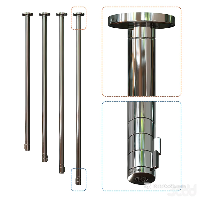 Stainless Steel Faucet Structural Design With Multiple Components And Installation Details 3d model 