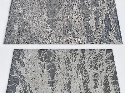 Modern Gray and White Square Rug With Natural Tree Like Texture Design 3d model