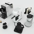 Modern Kitchen Appliances With Coffee Machine Electric Kettle And Fresh Coffee Cups