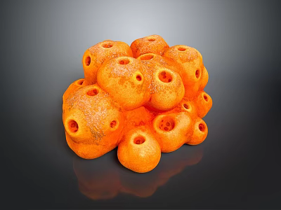 Orange Porous Stone Stack With Circular Holes On Dark Background 3d model