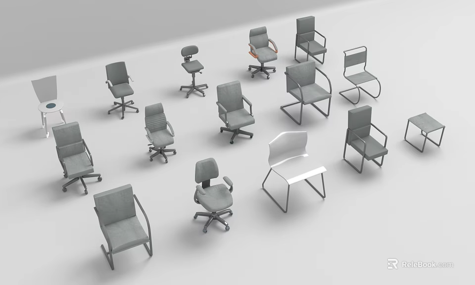 Various Styles Office Chairs With Ergonomic Design Swivel Base And Adjustable Features 3d model 