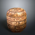 Round Multi Layered Sculpture Box With Intricate Traditional Carvings