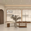 Modern Retail Showroom Interior With Logo Mannequin Dress Windows Plants And Lighting