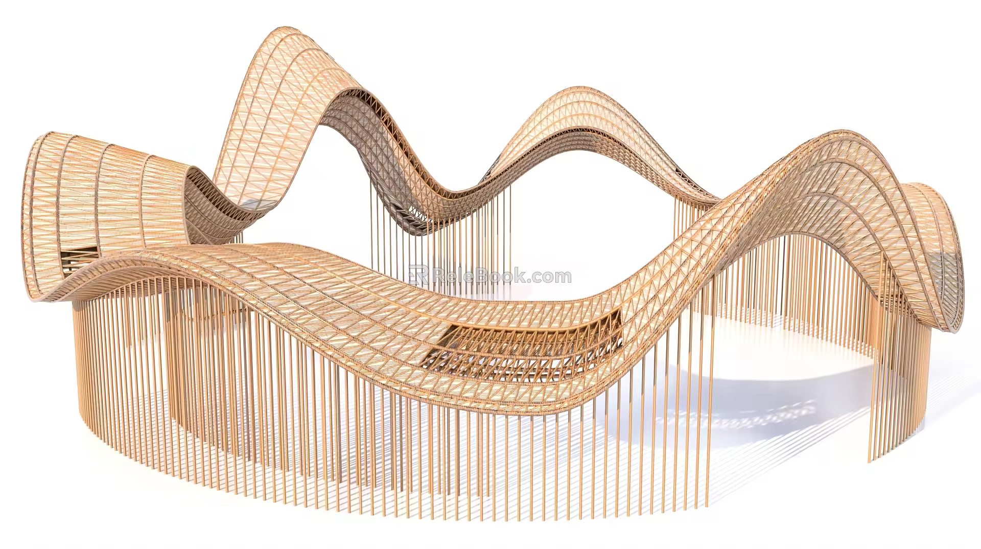 Special-shaped gallery frame annular bamboo weaving 3d model