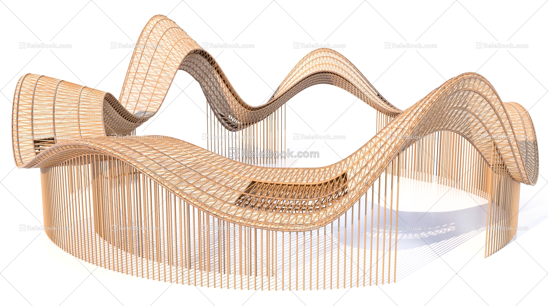 Special-shaped gallery frame annular bamboo weaving model