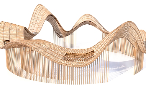 Special-shaped gallery frame annular bamboo weaving 3d model