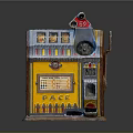 Vintage PACE Slot Machine With 5 Cent Sign Wooden Structure And Colorful Decorations