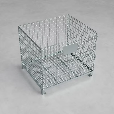 Sturdy Square Metal Wire Storage Bin with Reinforced Base for Hardware Tools Organization 3d model